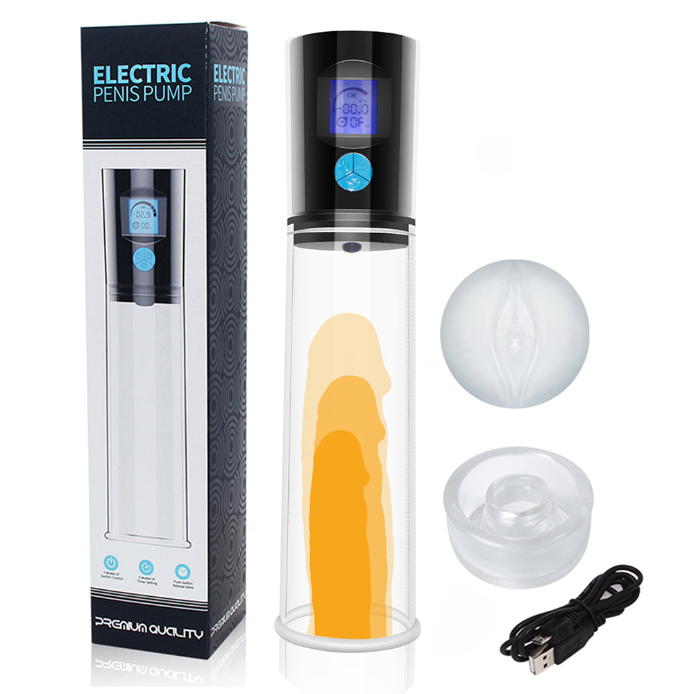 Penis Pump, 5 Suction Intensities & 6 Modes Timer Penis Erection Vacuum Pump, with Clear LED Display & Ruler Marks, USB Rechargeable Automatic Penis Pump for Man to Erection & Masturbation
