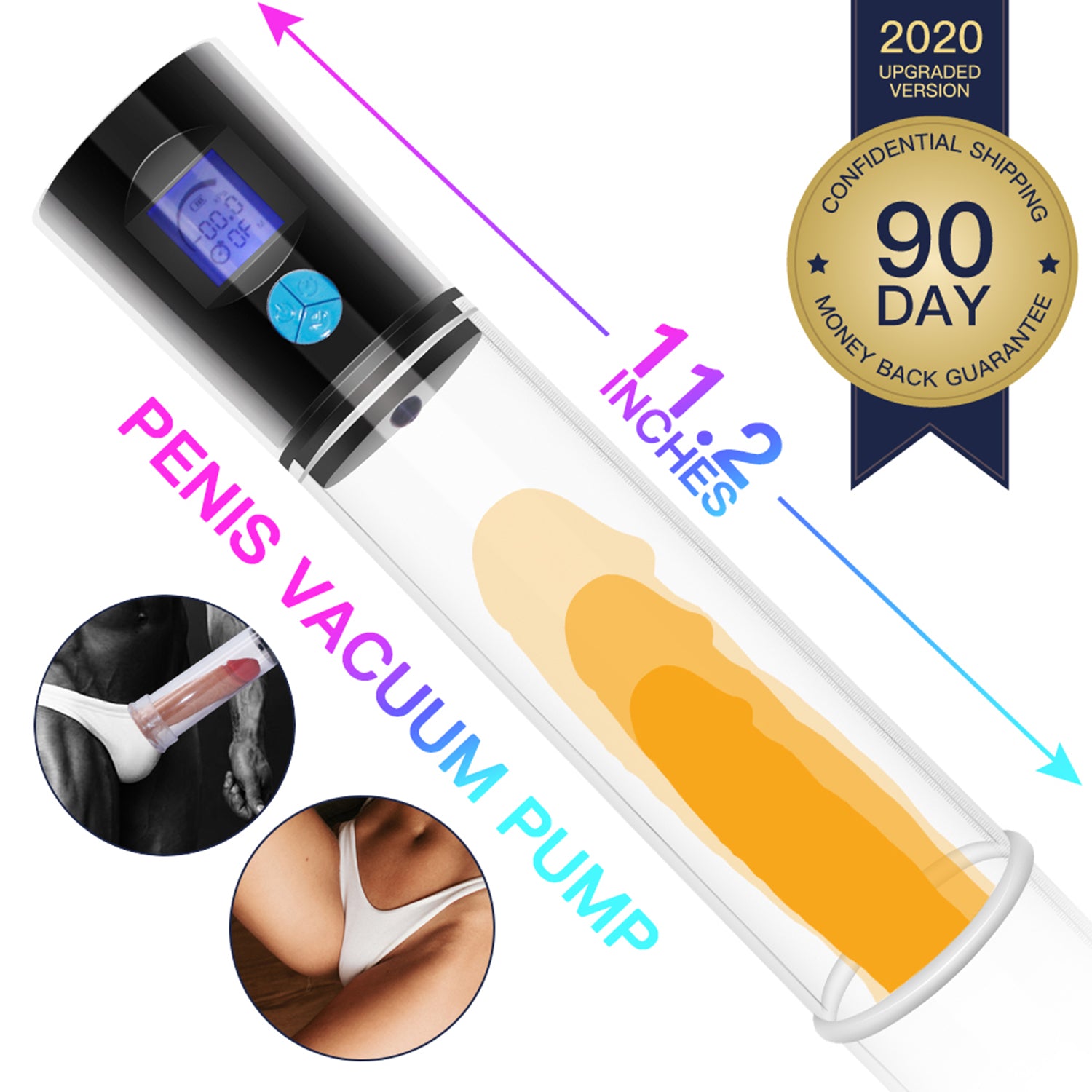 Penis Pump, 5 Suction Intensities & 6 Modes Timer Penis Erection Vacuum Pump, with Clear LED Display & Ruler Marks, USB Rechargeable Automatic Penis Pump for Man to Erection & Masturbation