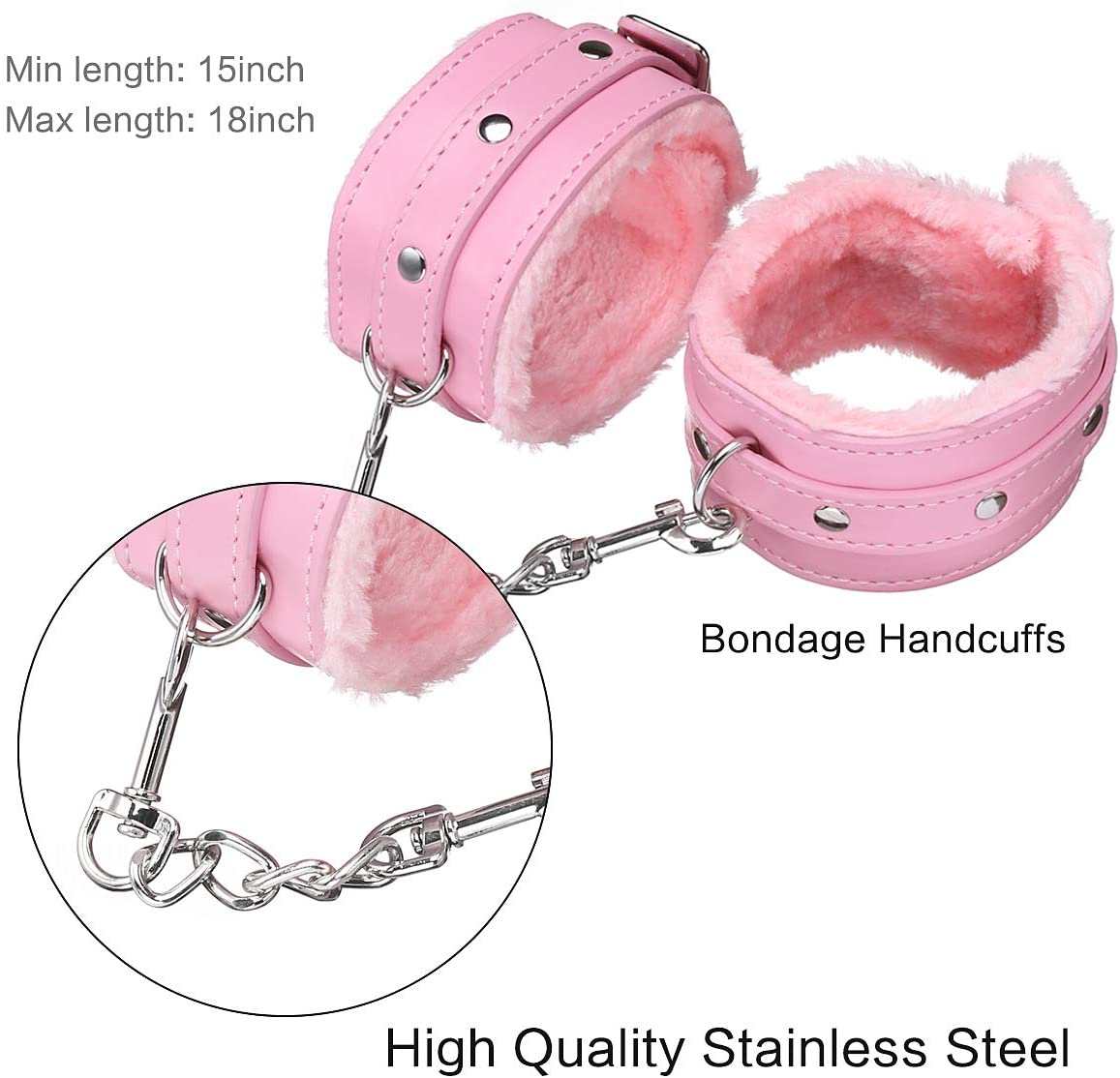 7PCS Under The Bed Sex Bondage System Set Bed Restraints Kit Leather Ankle Cuffs Set for Male Female Couple(Pink)