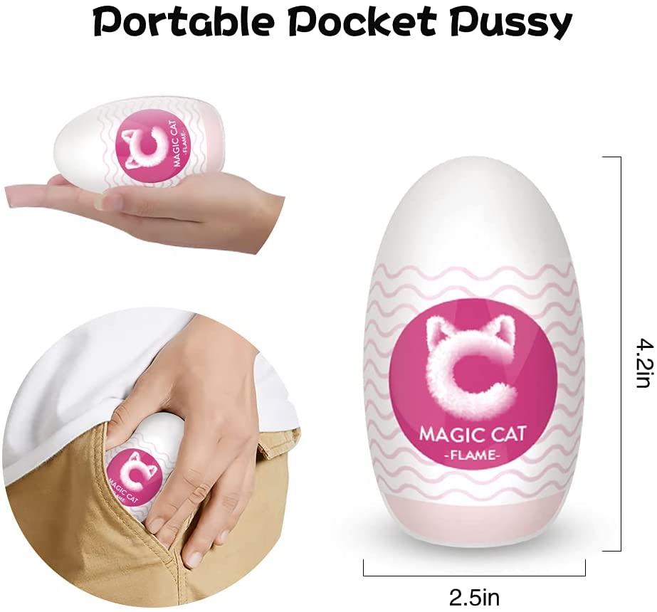 Magic Egg Male Masturbators,Portable Pleasure Pocket Pussy with 3D Realistic Textured Sleeve Ultra Soft Stretchy Stroker,Blowjob Egg Toy Male Sex Toys for Men,Flame