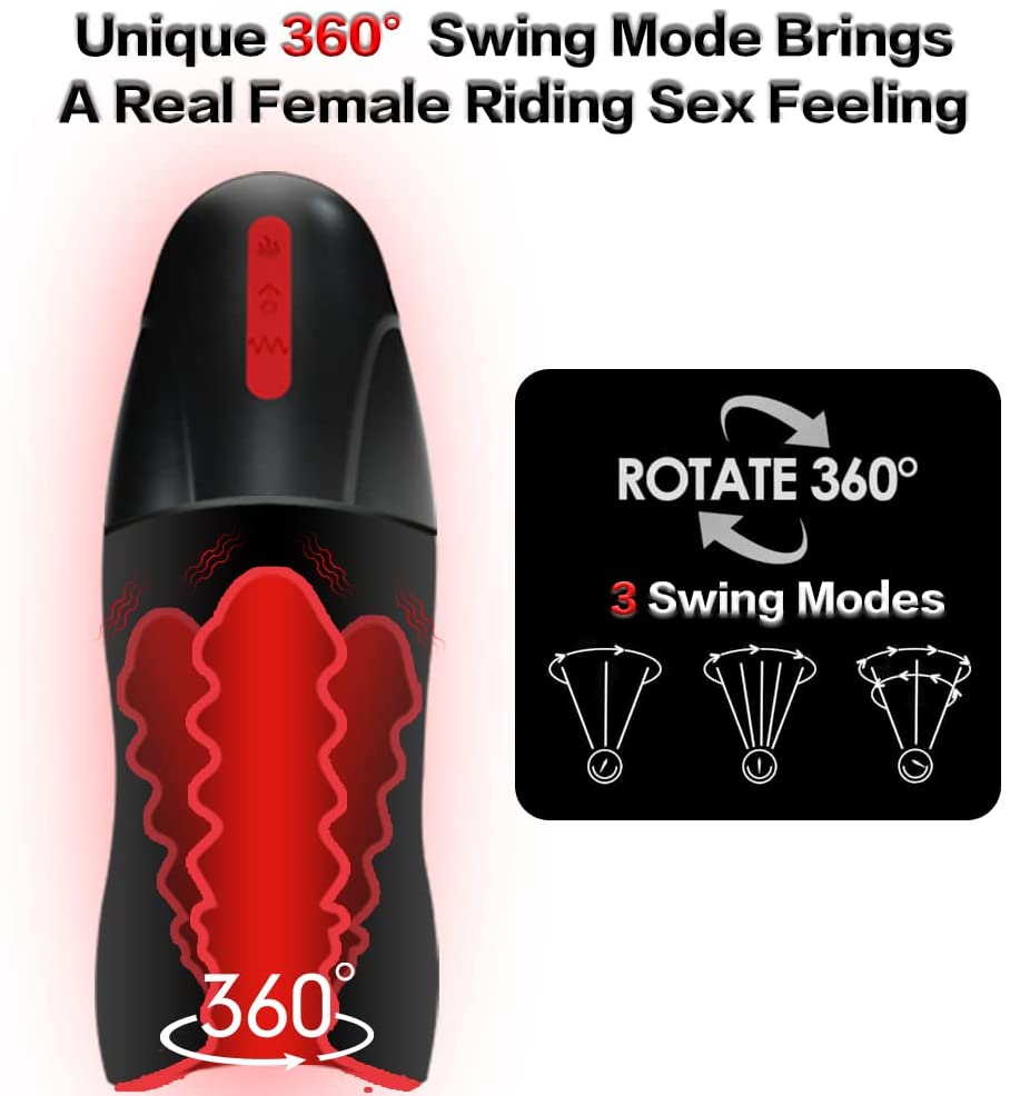360° Conical Swing Automatic Male Masturbator,3D Textured Heating Male Masturbator Cup Stroker with 3 Swing Modes and 6 Vibration,Silicone Blowjob Pocket Pussy Adult Male Sex Toys for Men