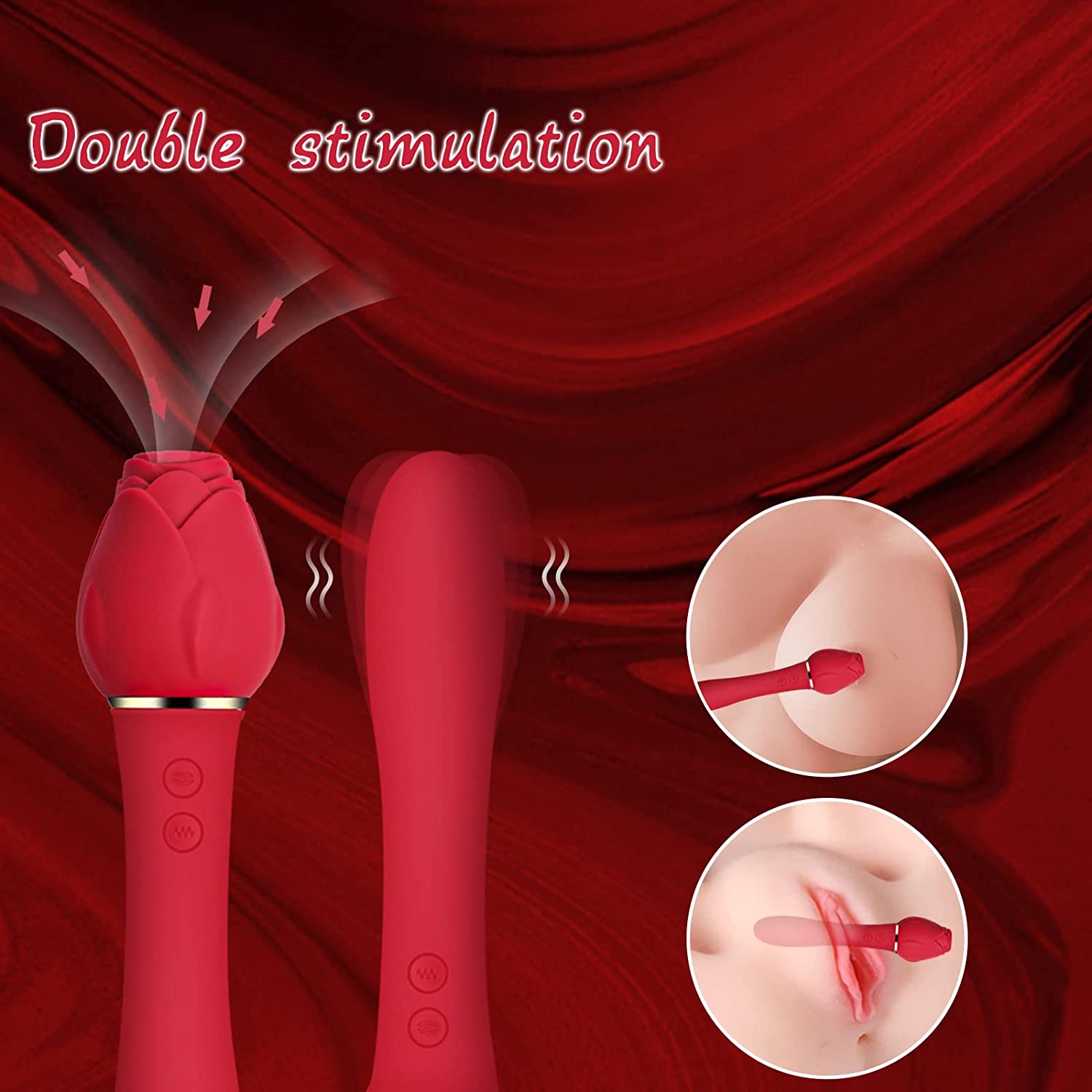 Rose Clitoral Sucking G Spot Vibrator, Clit Sucker Nipple Dildo Rabbit Vibrator, Clitoris Stimulator with 5 Suction Patterns & 10 Strong Vibration Adult Sex Toys for Women Couples