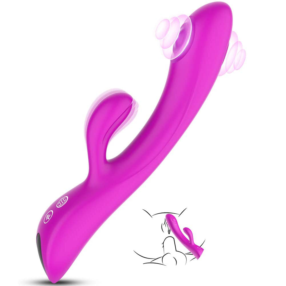 G-spot Rabbit Vibrator with Double-Sided Hitting - High Frequency Vaginal Clitoral Orgasm Triggering Dildo Massager with 10 Vibrating Modes, Rechargeable Adult Toy for Women Couple Sex Things