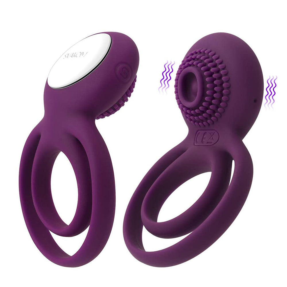 Cock Ring Vibrating Dual Penis Rings Male Enhancing Adult Toys Clitoral G-Spot Stimulators Medical Silicone Waterproof Rechargeable for Male or Couples