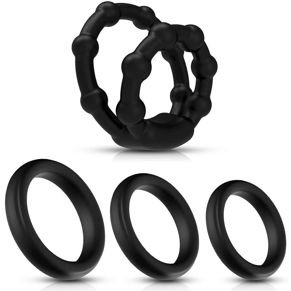 Cock Rings Set Silicone Love Rings Penis Rings with 3 Individual Rings, 1 Dual Rings