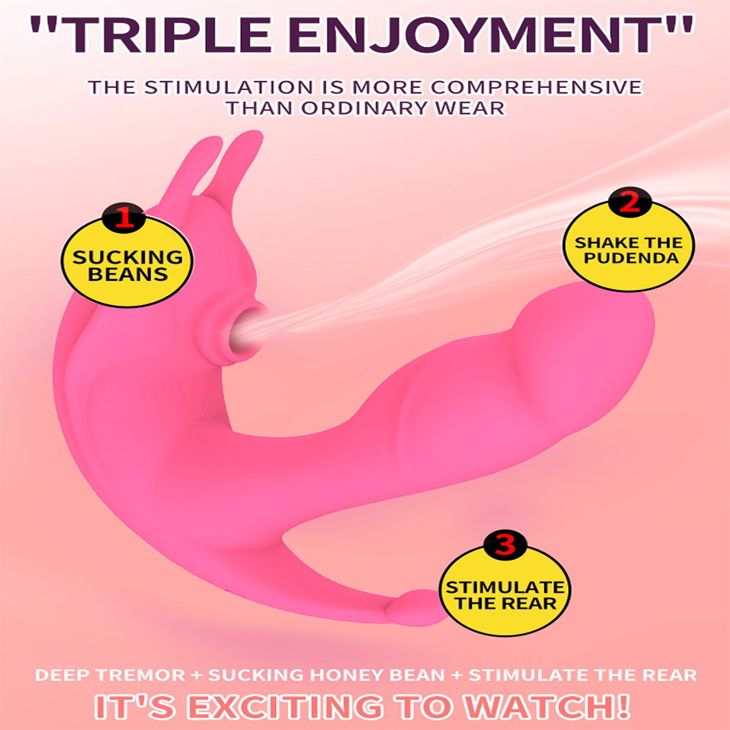 Clitoral Sucking Licking G-Spot Vibrator, Nipple Clit Anus Teasing 3 in 1 Massager with 10 Modes, Rose Vibrator Vaginal Clitoris Stimulator, Rose Sex Toys for Women Couples