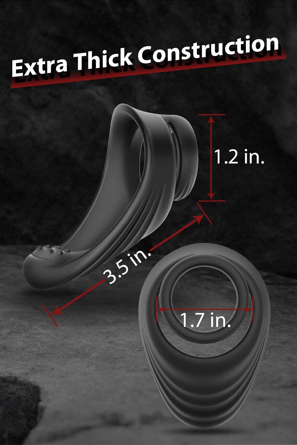 Silicone Dual Penis Ring with Taint Teaser, Premium Stretchy Cock Ring Longer Harder Stronger Erection Enhancing Sex Toys for Male and Couples Play (Taint)