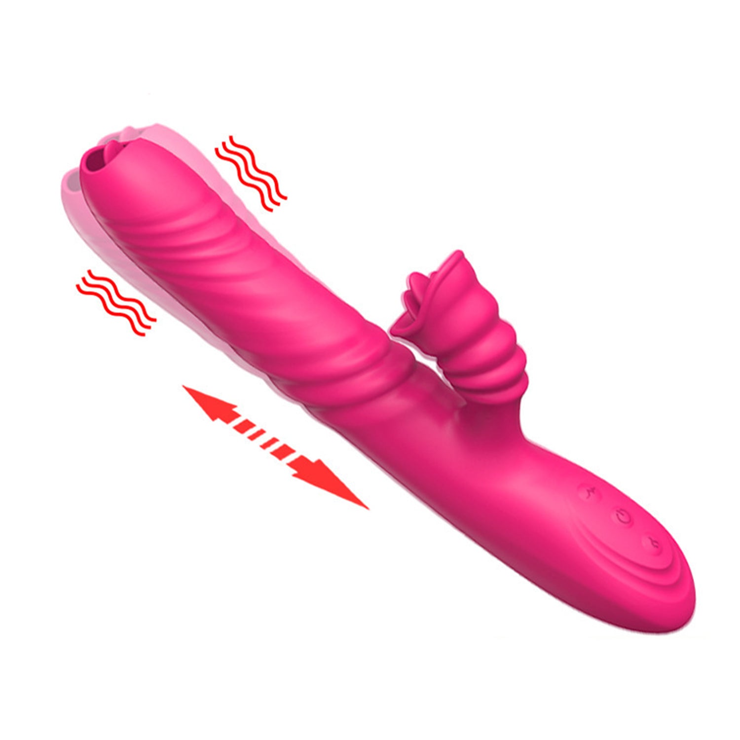 Beaded Thrusting Rabbit Vibrator -  Triple Action G Spot Vibrator with Independent Clitoral Stimulator, 10 Patterns, Waterproof & Rechargeable Sex Toys for Women with Tongue licking,Rose
