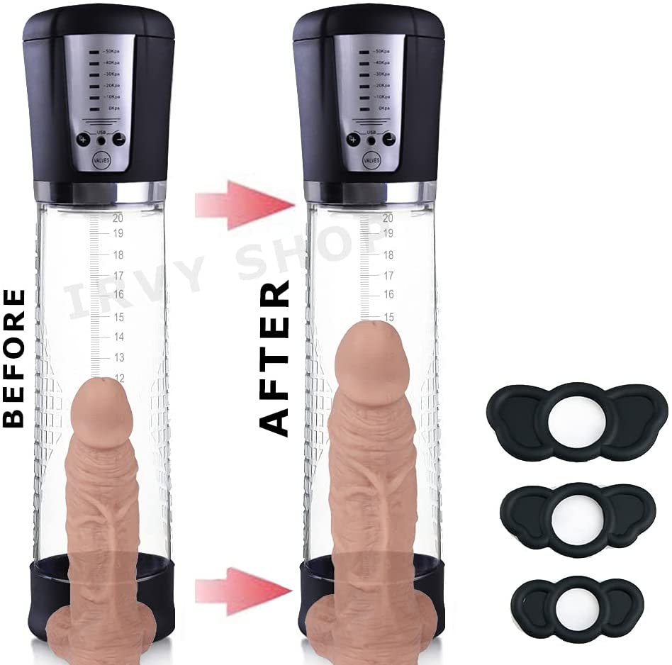 Penis Pump and Pocket Pussy – Sex Toy for Men with Cock Rings – Penispumps for Men Enlargement with Fleshlight – Multi-Use Male Sex Toys – Penis Growth (Rechargeable Pump with Butt Plug)