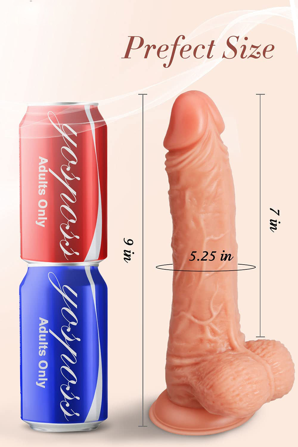 9 Inch Realistic Dildo, Body-Safe Material Lifelike Huge Penis with Strong Suction Cup for Hands-free Play, Flexible Cock with Curved Shaft and Balls for Vaginal G-spot and Anal Play
