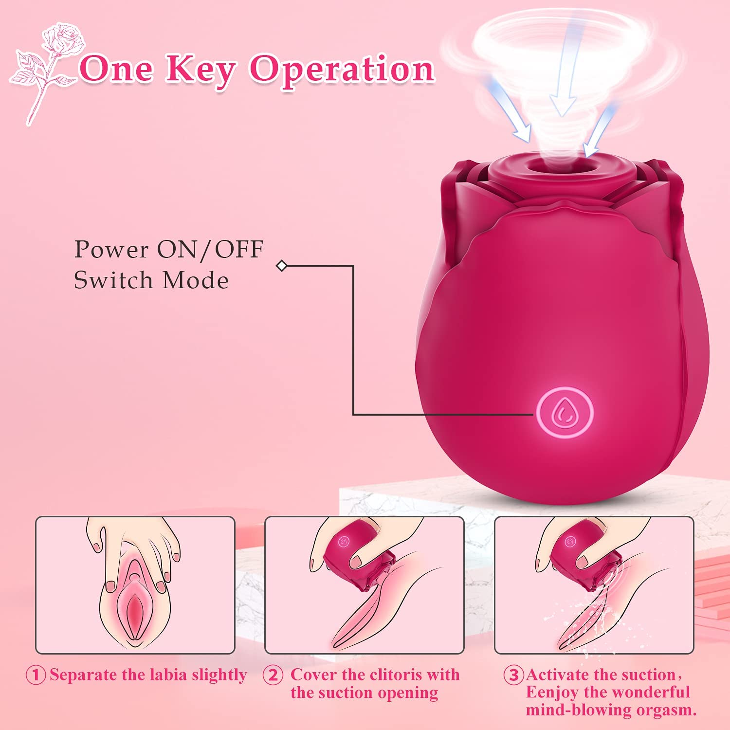 Rose Toys, Clitoral Vibrator with 10 Mind-Blowing Suction Mode, Rechargeable Clitoris Stimulating Sucking Vibrator Clit Sucker Nipple Stimulator Sex Toys for Women, Oral Sex Rose Vibrator - rose vibrartor Red - Koawas