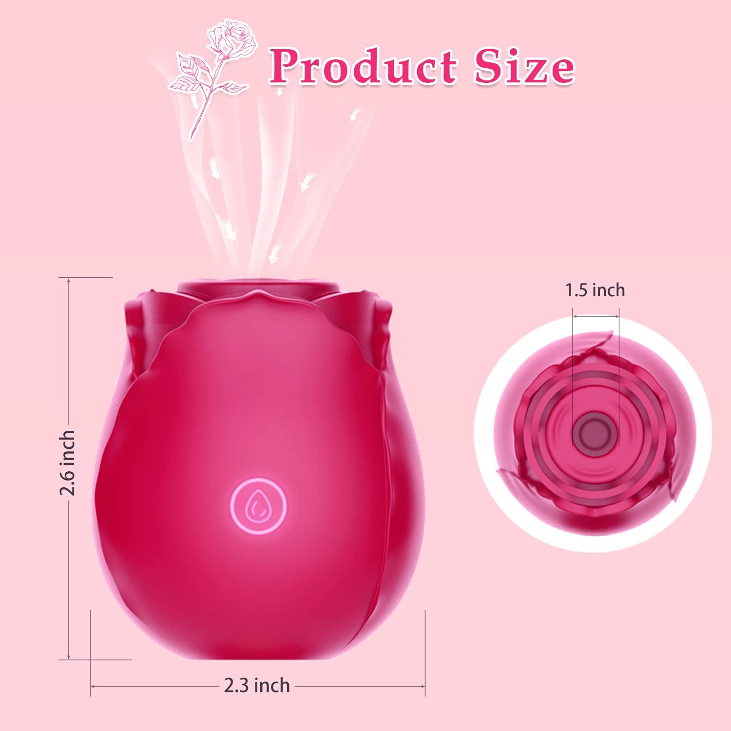 Rose Toys, Clitoral Vibrator with 10 Mind-Blowing Suction Mode, Rechargeable Clitoris Stimulating Sucking Vibrator Clit Sucker Nipple Stimulator Sex Toys for Women, Oral Sex Rose Vibrator - Red