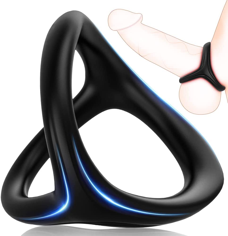 Silicone Penis Ring, 3 in 1 Ultra Soft Cock Ring for Erection Enhancing Sex Toy for Men Couple