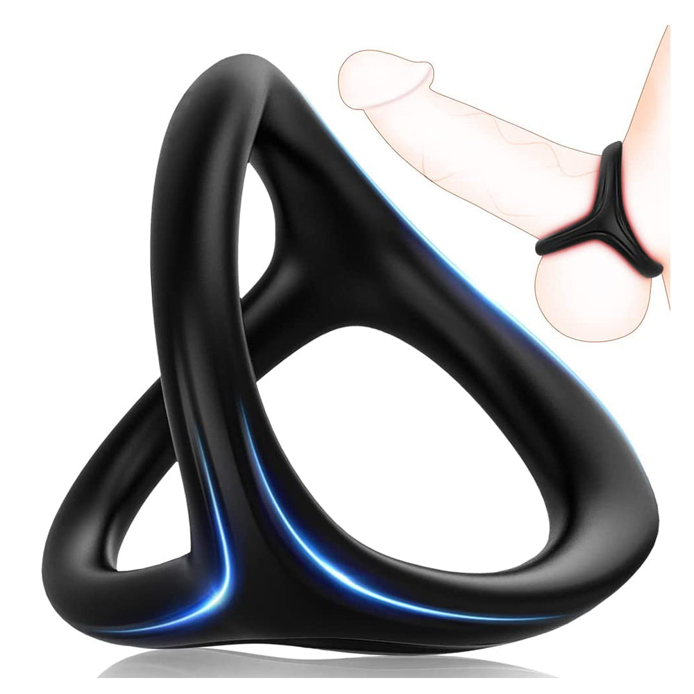 Silicone Penis Ring, 3 in 1 Ultra Soft Cock Ring for Erection Enhancing Sex Toy for Men Couple