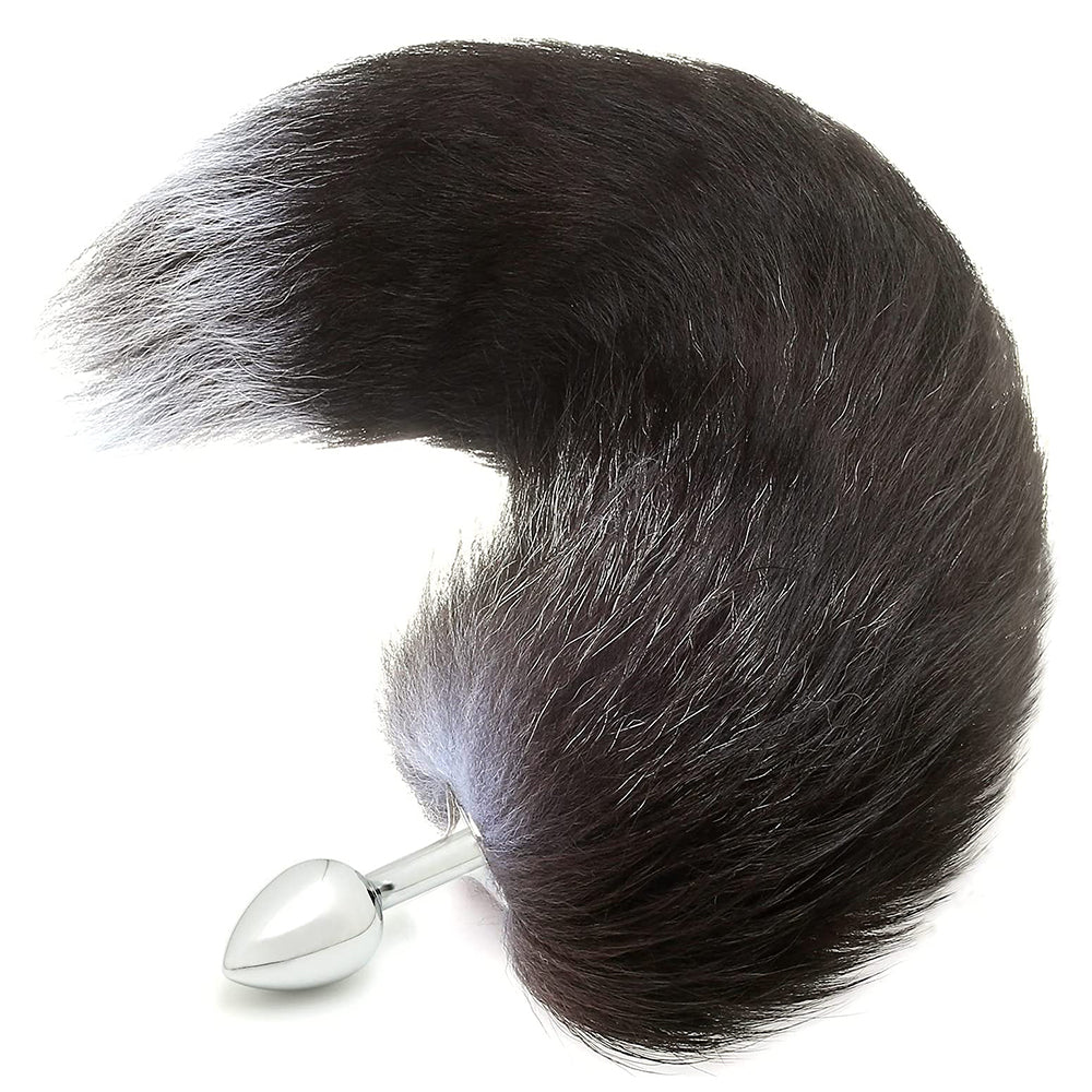 Small Stainless Steel Fox's Tail's Anal Butt Plug,Anal Tail Sex Toys, Sexual Show,SM Special Butt Plug Anal Stimulator for Women Suppositories Cospaly(Black)
