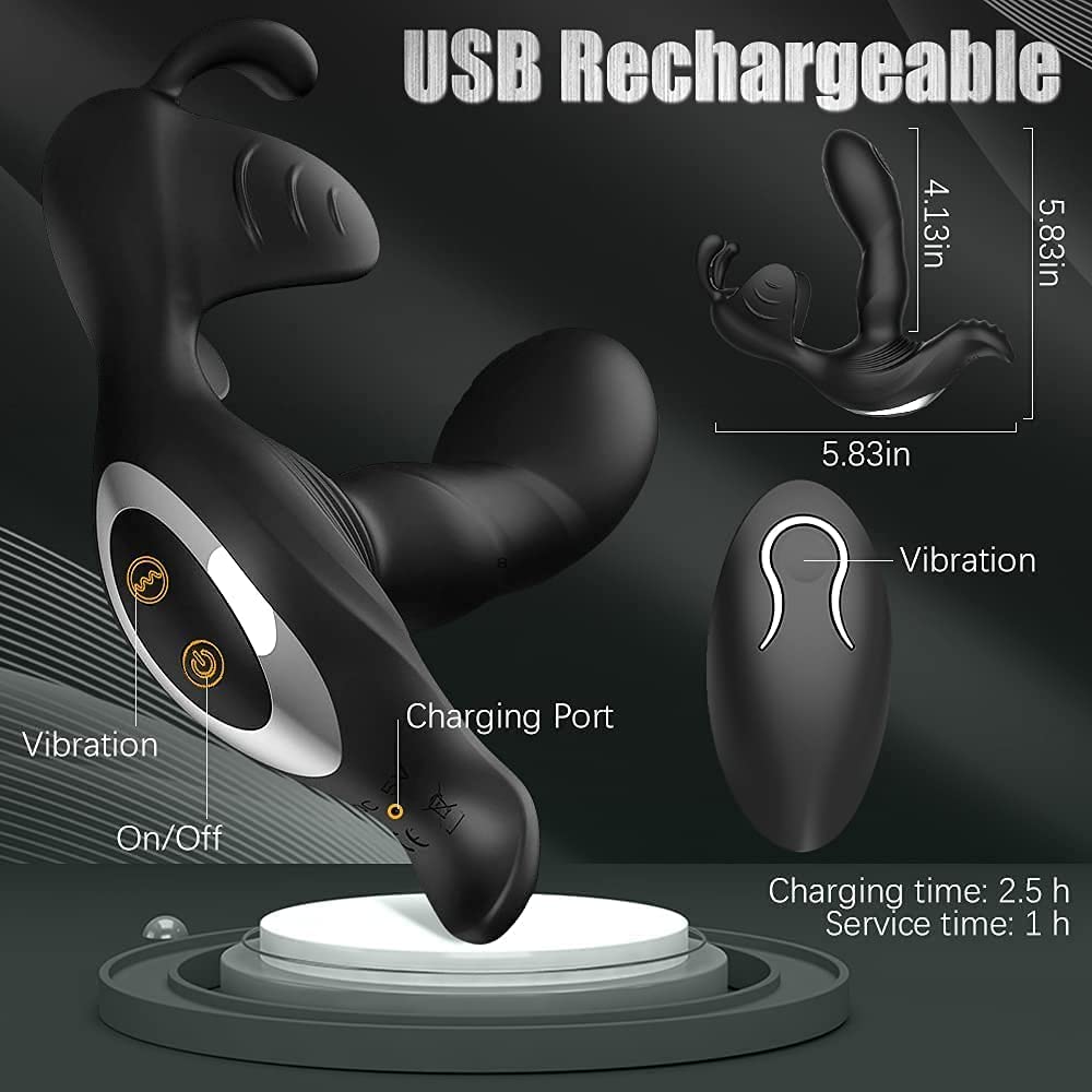 Male Prostate Massager Anal Vibrator for Men Masturbation, Vibrating Butt Plug Testicles Stimulator with 7 Flapping & 7 Vibration, Adult Sex Toy for Gay Anal Stimulation & Women G Spot Pleasure