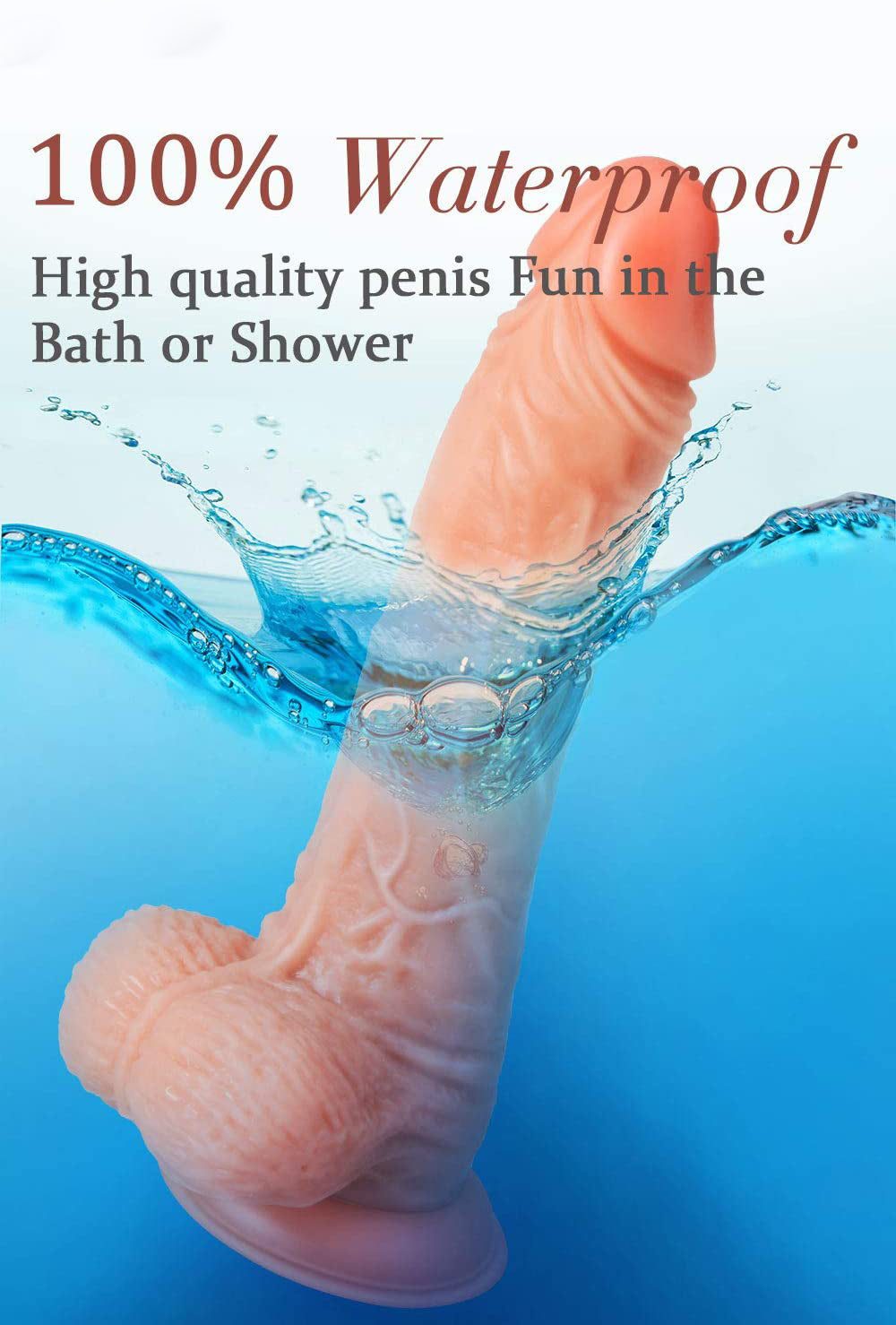 9 Inch Realistic Dildo, Body-Safe Material Lifelike Huge Penis with Strong Suction Cup for Hands-free Play, Flexible Cock with Curved Shaft and Balls for Vaginal G-spot and Anal Play