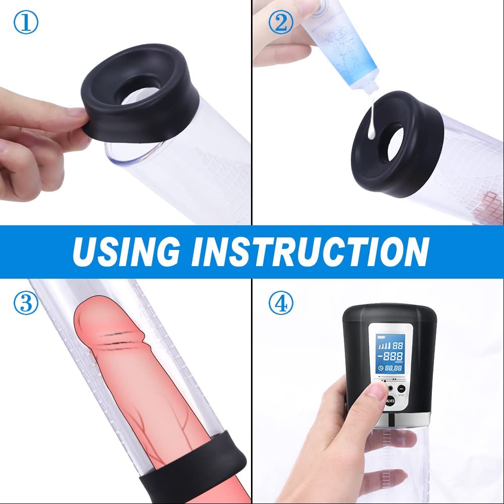 Electric Penis Vacuum Pump with 4 Suction Intensities, Rechargeable Automatic High-Vacuum Penis Enlargement Extend Pump, Penis Enlarge Air Pressure Device for Stronger Bigger Erections